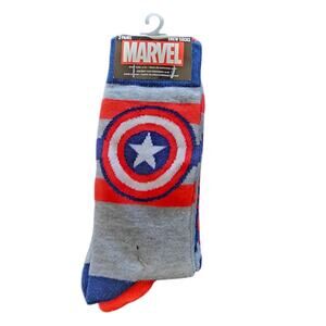 Marvel Captain America Athletic Crew Socks 2 Pair, New with Tags (NWT) Sz 6-12